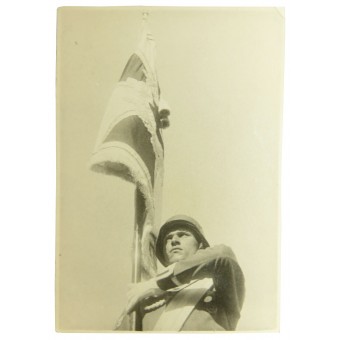 Infanterist alemán con bandera regimentals. Espenlaub militaria